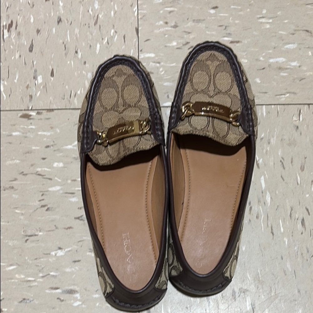 Coach Monogram Loafers with Gold Accents